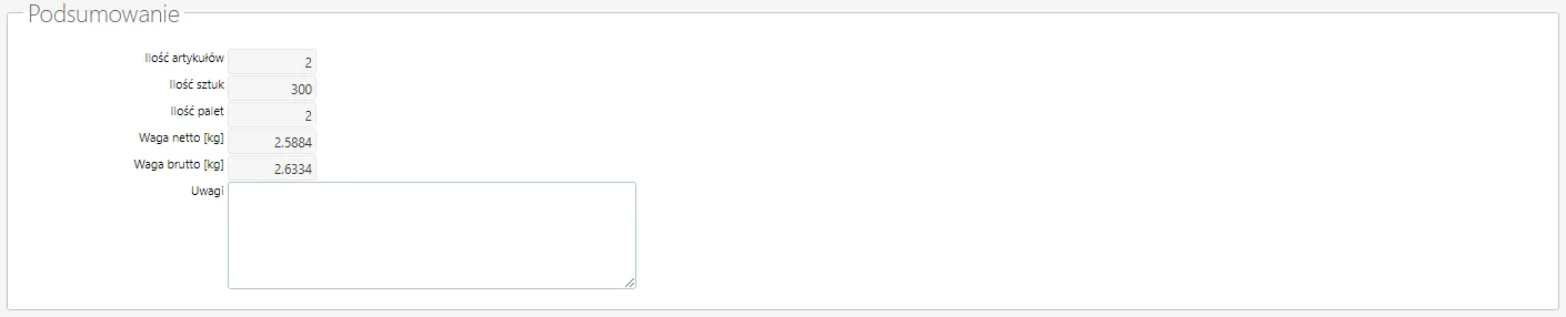 Sekcja Podsumowanie