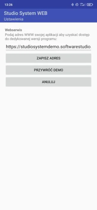 Adres aplikacji użytkownika