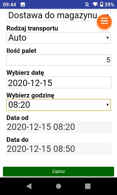 Formularz dopisania awizacji nr 2