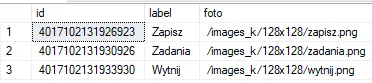 Foto 1. Przykład danych zwracanych przez zapytanie